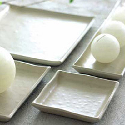 Candle Tray Ceramic Chai - White