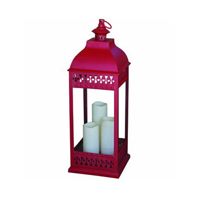Lantern - San Nicola Tri-Pillar Antique Red