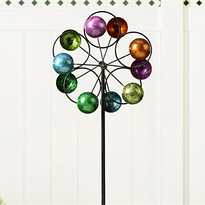 Garden Stake - Iron Wind Wheel Rotating