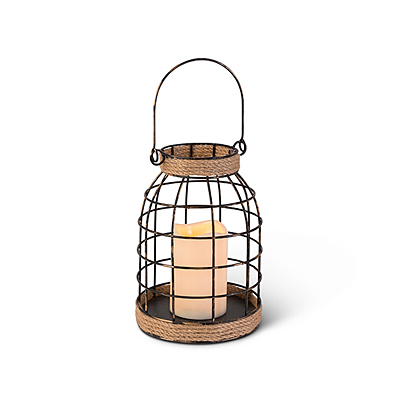 Wire Lantern with Rope Accent